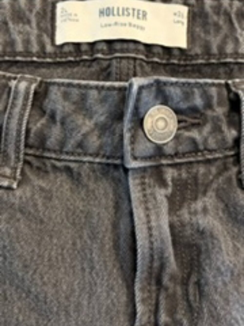 Hollister Andi Adjustable Waist Low-Rise Baggy Jeans - Black, Size 26 Long